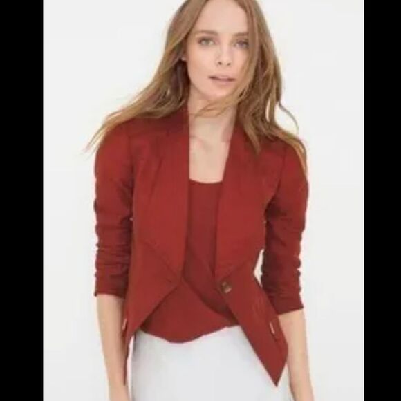 WHBM Orange linen blend blazer 2 - Picture 1 of 7